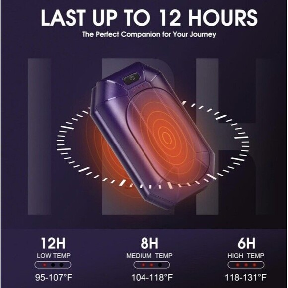 Electric Hand Warmers Rechargeable 2 Pack Color: Midnight Purple:Easy To Use - Picture 7 of 7